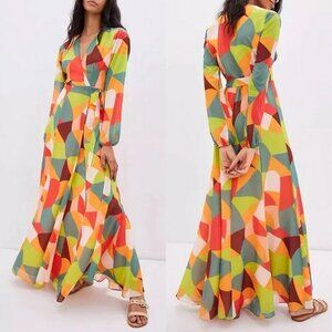 Anthropologie Hutch Lysette Geometric Wrap Maxi Dress